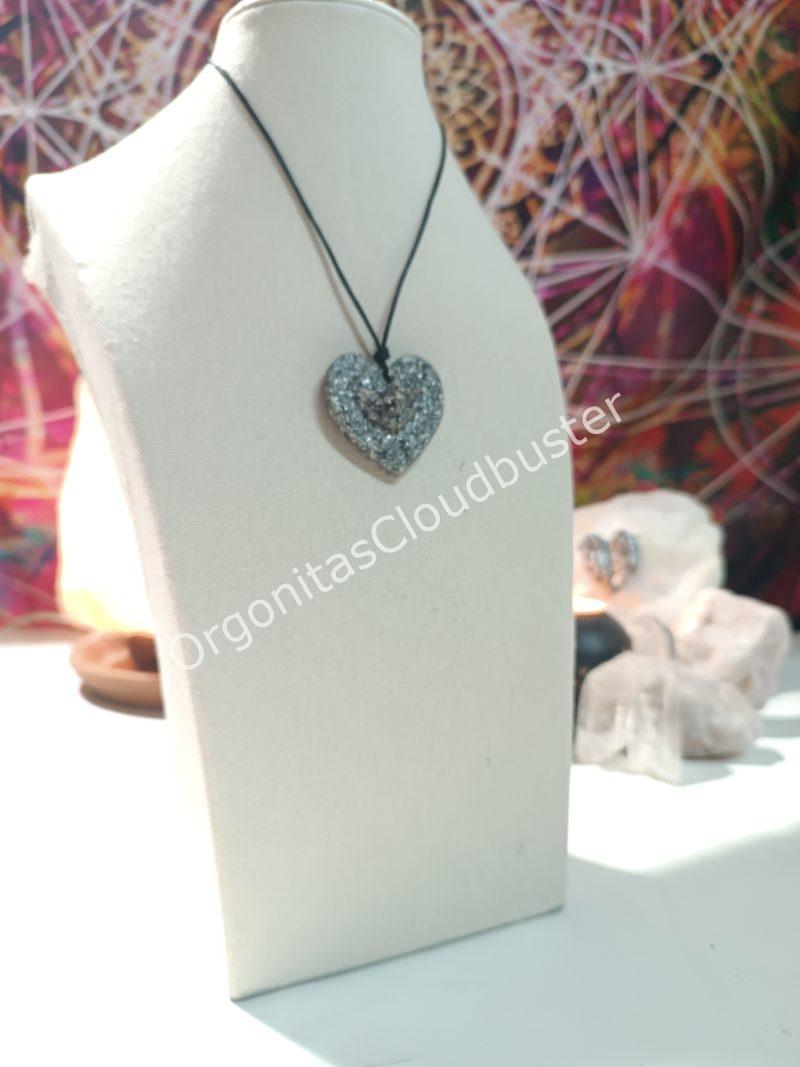 Orgonita / Electronite Colgante Corazón con Angelito - Imagen 2