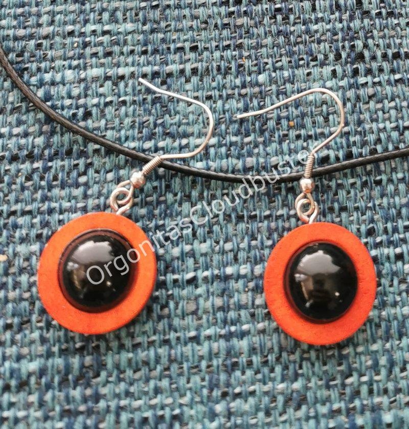 Pendientes de Shungita y madera 2 colores - Imagen 3