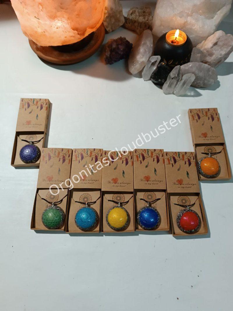 Orgonita / Electronite Colgante o llavero Chakra Plexo Solar formato Semiesfera - Imagen 7