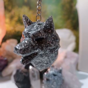 Orgonita / Electronite Llavero Cabeza Lobo